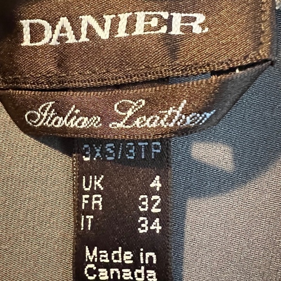 Open Front Draped Jacket with Leather Sleeve Detail - Picture 6 of 6